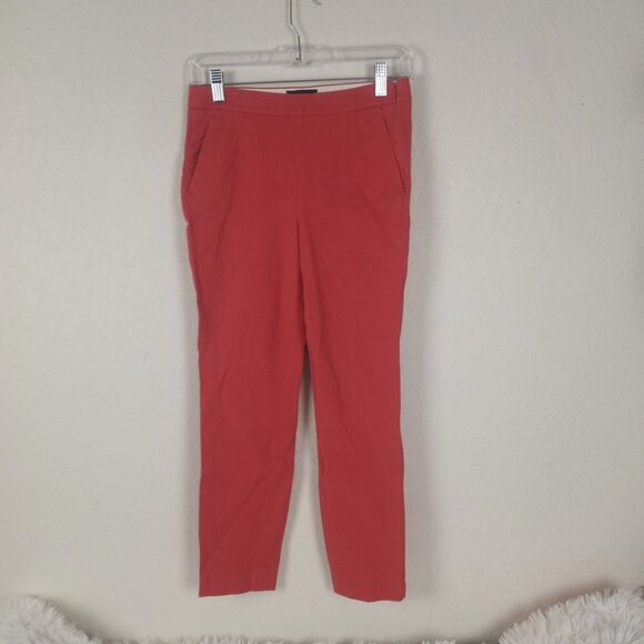 J. Crew Coral Salmon Pink Martie Fit Wool Blend Ankle Cropped 00 - Picture 6 of 6